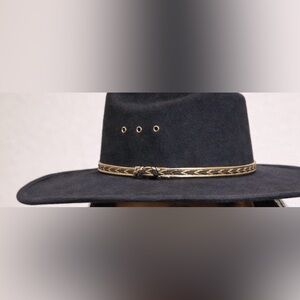 Black Wool Cowboy Hat with Gold Accent